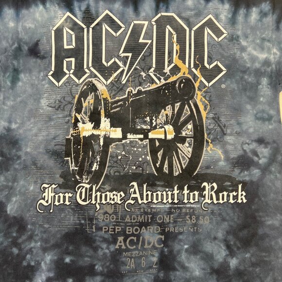AC/DC Liquid Blue Tie Die Graphic Shirt For those about to Rock Mens M T Shirt - Picture 6 of 7